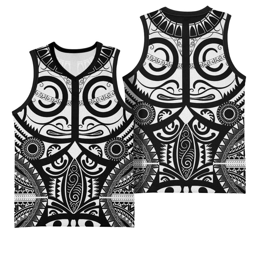 Marquesas Islands Basketball Jersey Marquesan Tattoo Black White Color LT14 - Polynesian Pride