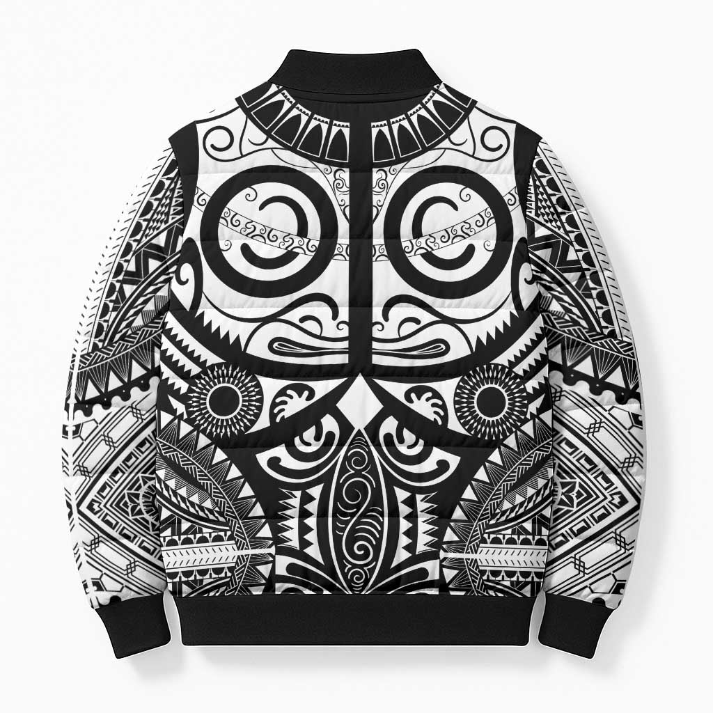 Marquesas Islands Bomber Puffer Jacket Marquesan Tattoo Black White Color LT14 - Polynesian Pride