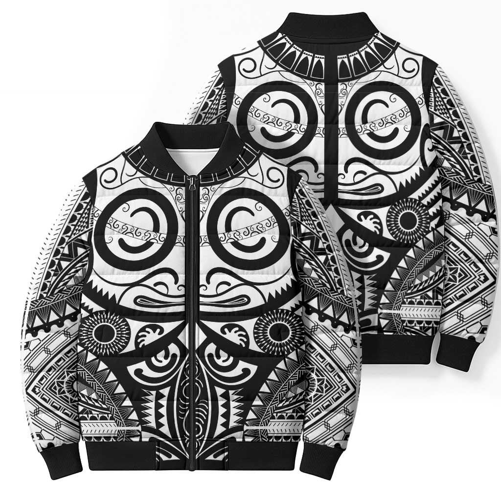 Marquesas Islands Bomber Puffer Jacket Marquesan Tattoo Black White Color LT14 - Polynesian Pride