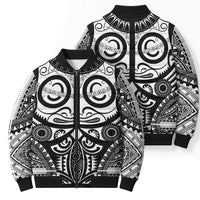 Marquesas Islands Bomber Puffer Jacket Marquesan Tattoo Black White Color LT14 - Polynesian Pride