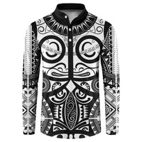 Marquesas Islands Button Sweatshirt Marquesan Tattoo Black White Color LT14 Black - Polynesian Pride