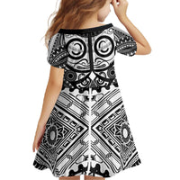 Marquesas Islands Family Matching Off The Shoulder Long Sleeve Dress and Hawaiian Shirt Marquesan Tattoo Black White Color LT14 - Polynesian Pride