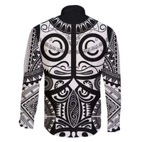 Marquesas Islands Family Matching Off The Shoulder Long Sleeve Dress and Hawaiian Shirt Marquesan Tattoo Black White Color LT14 - Polynesian Pride