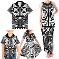 Marquesas Islands Family Matching Tank Maxi Dress and Hawaiian Shirt Marquesan Tattoo Black White Color LT14 - Polynesian Pride
