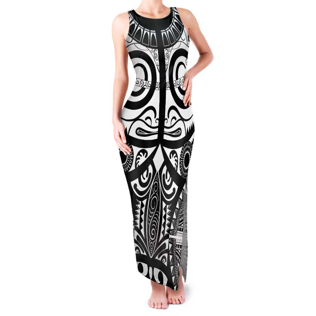 Marquesas Islands Family Matching Tank Maxi Dress and Hawaiian Shirt Marquesan Tattoo Black White Color LT14 Mom's Dress Black - Polynesian Pride
