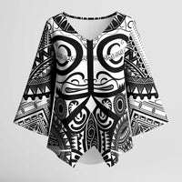 Marquesas Islands Kimono Sleeve Blouse Marquesan Tattoo Black White Color LT14 Female Black - Polynesian Pride