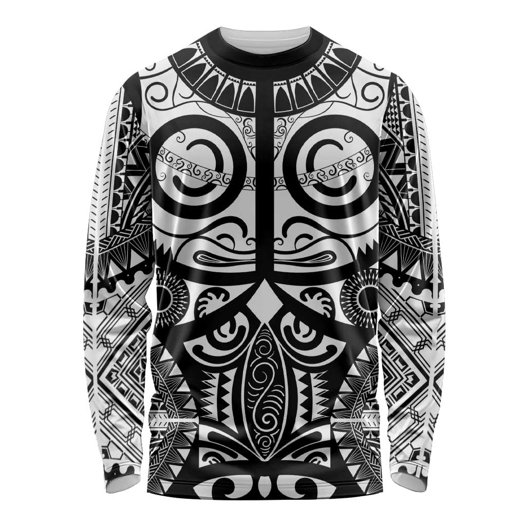 Marquesas Islands Long Sleeve Shirt Marquesan Tattoo Black White Color LT14 Unisex Black - Polynesian Pride