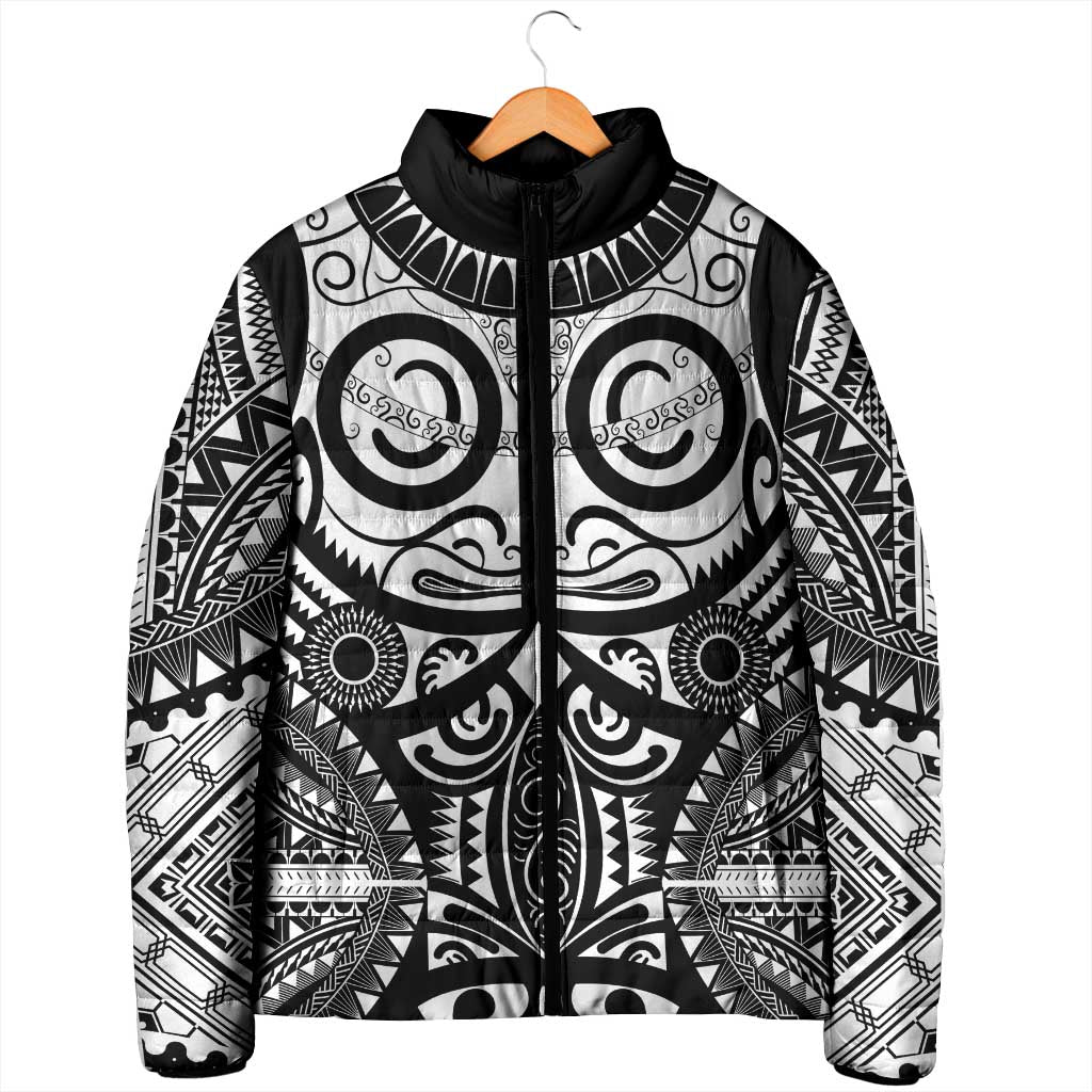Marquesas Islands Padded Jacket Marquesan Tattoo Black White Color LT14 - Polynesian Pride