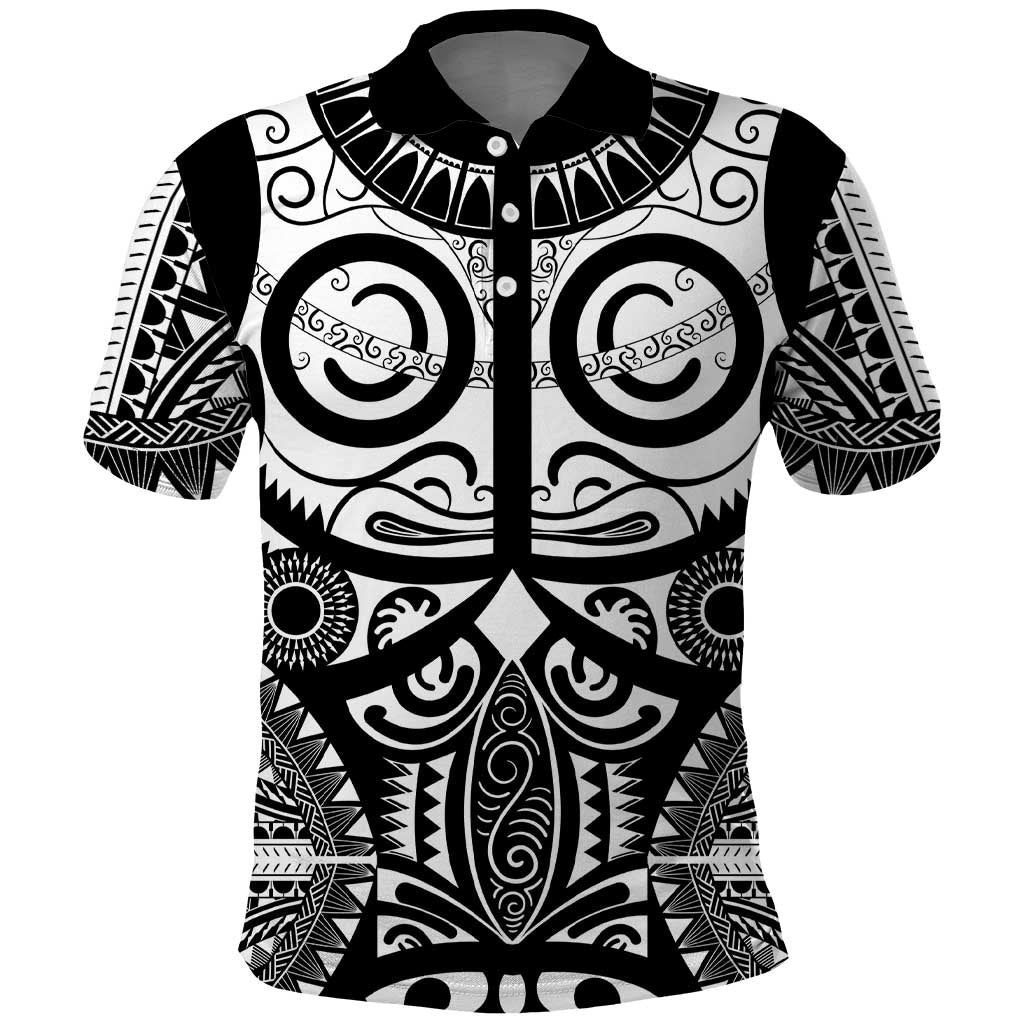 Marquesas Islands Polo Shirt Marquesan Tattoo Black White Color LT14 Black - Polynesian Pride