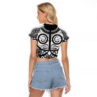 Marquesas Islands Raglan Cropped T Shirt Marquesan Tattoo Black White Color LT14 - Polynesian Pride