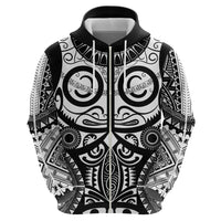 Marquesas Islands Zip Hoodie Marquesan Tattoo Black White Color LT14 - Polynesian Pride