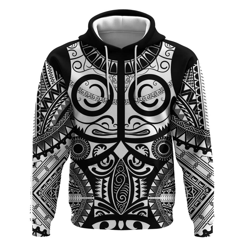 Marquesas Islands Zip Hoodie Marquesan Tattoo Black White Color LT14 Pullover Hoodie Black - Polynesian Pride