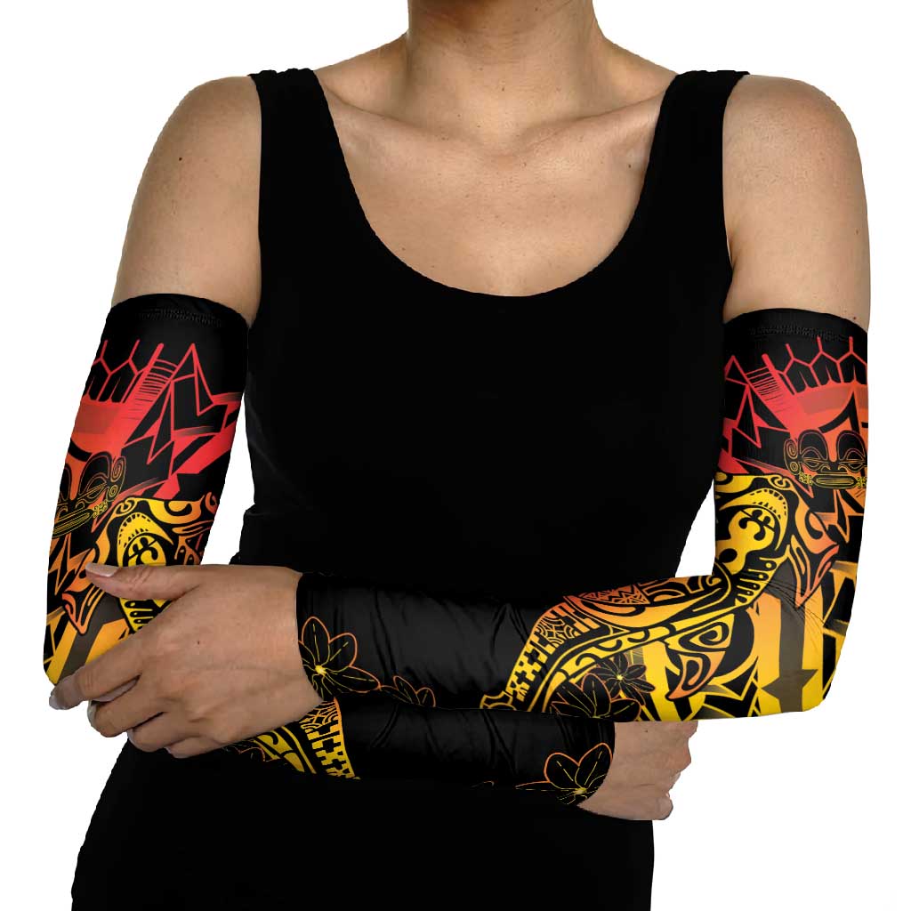 Gradient Marquesas Islands Arm Sleeves Marquesan Matatiki Hammerhead Shark Patutiki - Polynesian Pride
