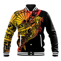 Gradient Marquesas Islands Baseball Jacket Marquesan Matatiki Hammerhead Shark Patutiki LT14 Unisex Yellow - Polynesian Pride