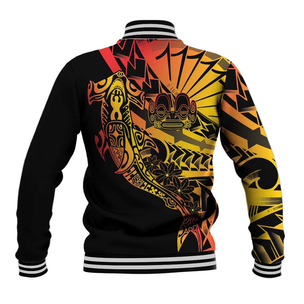 Gradient Marquesas Islands Baseball Jacket Marquesan Matatiki Hammerhead Shark Patutiki LT14 - Polynesian Pride