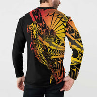 Gradient Marquesas Islands Button Sweatshirt Marquesan Matatiki Hammerhead Shark Patutiki LT14 - Polynesian Pride