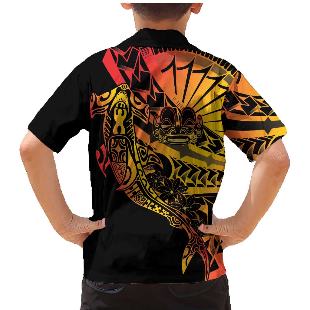 Gradient Marquesas Islands Family Matching Mermaid Dress and Hawaiian Shirt Marquesan Matatiki Hammerhead Shark Patutiki LT14 - Polynesian Pride