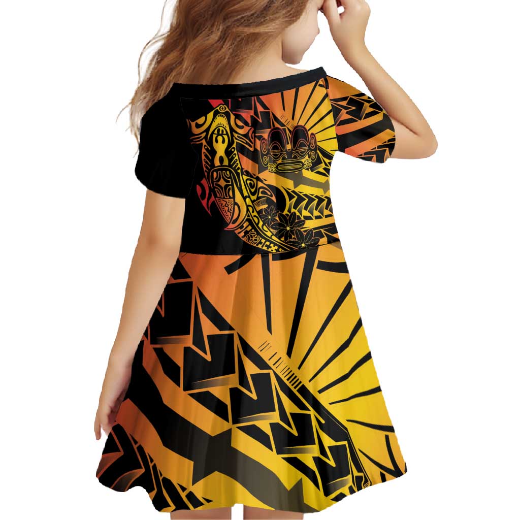 Gradient Marquesas Islands Family Matching Mermaid Dress and Hawaiian Shirt Marquesan Matatiki Hammerhead Shark Patutiki LT14 - Polynesian Pride