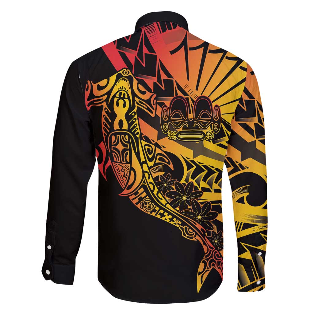 Gradient Marquesas Islands Family Matching Mermaid Dress and Hawaiian Shirt Marquesan Matatiki Hammerhead Shark Patutiki LT14 - Polynesian Pride