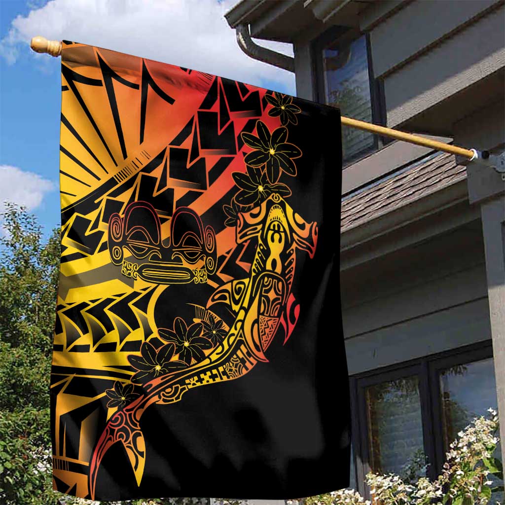 Gradient Marquesas Islands Garden Flag Marquesan Matatiki Hammerhead Shark Patutiki - Polynesian Pride