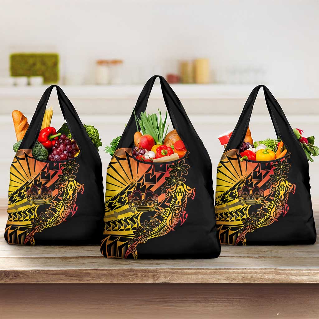 Gradient Marquesas Islands Grocery Bag Marquesan Matatiki Hammerhead Shark Patutiki - Polynesian Pride
