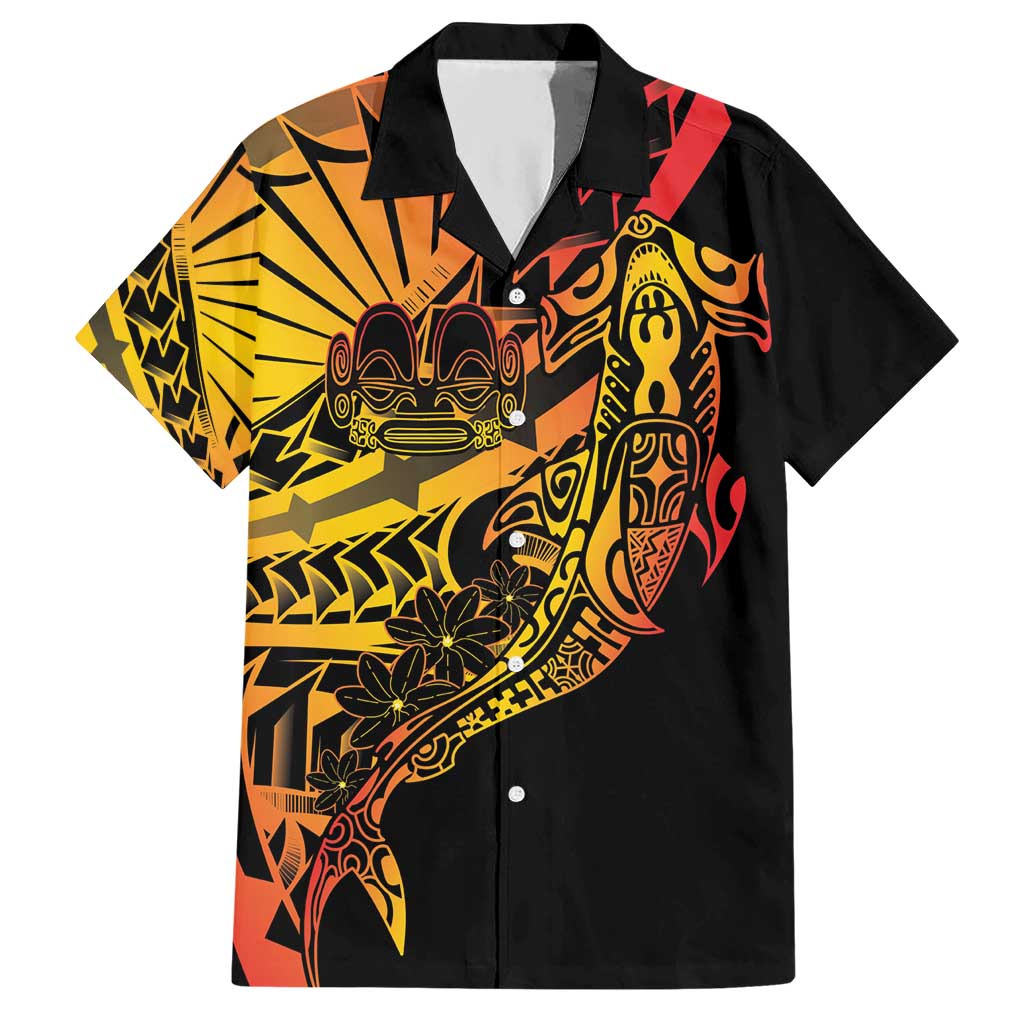 Gradient Marquesas Islands Hawaiian Shirt Marquesan Matatiki Hammerhead Shark Patutiki LT14 Yellow - Polynesian Pride