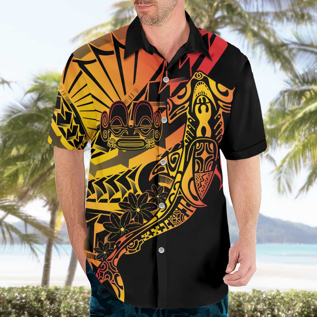 Gradient Marquesas Islands Hawaiian Shirt Marquesan Matatiki Hammerhead Shark Patutiki LT14 - Polynesian Pride
