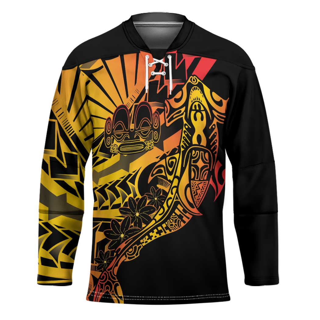Gradient Marquesas Islands Hockey Jersey Marquesan Matatiki Hammerhead Shark Patutiki - Polynesian Pride