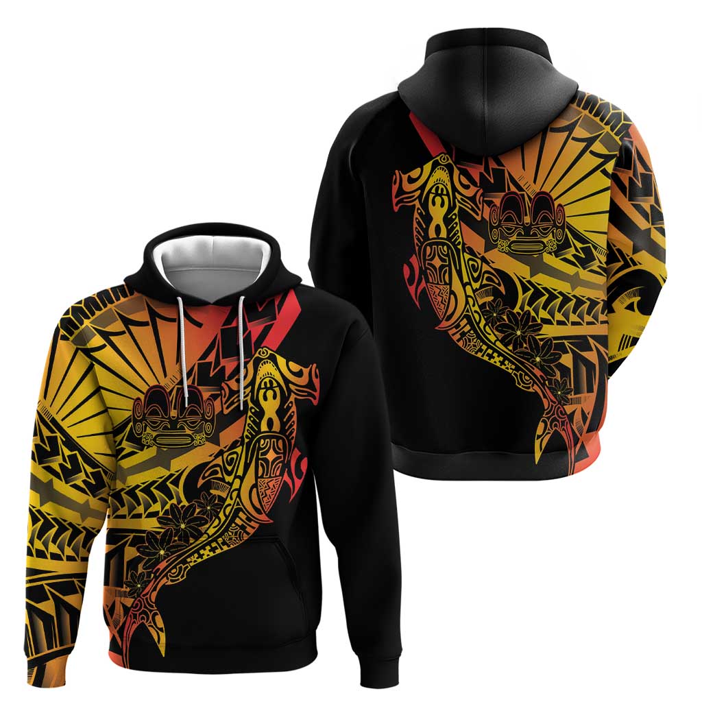 Gradient Marquesas Islands Hoodie Marquesan Matatiki Hammerhead Shark Patutiki - Polynesian Pride