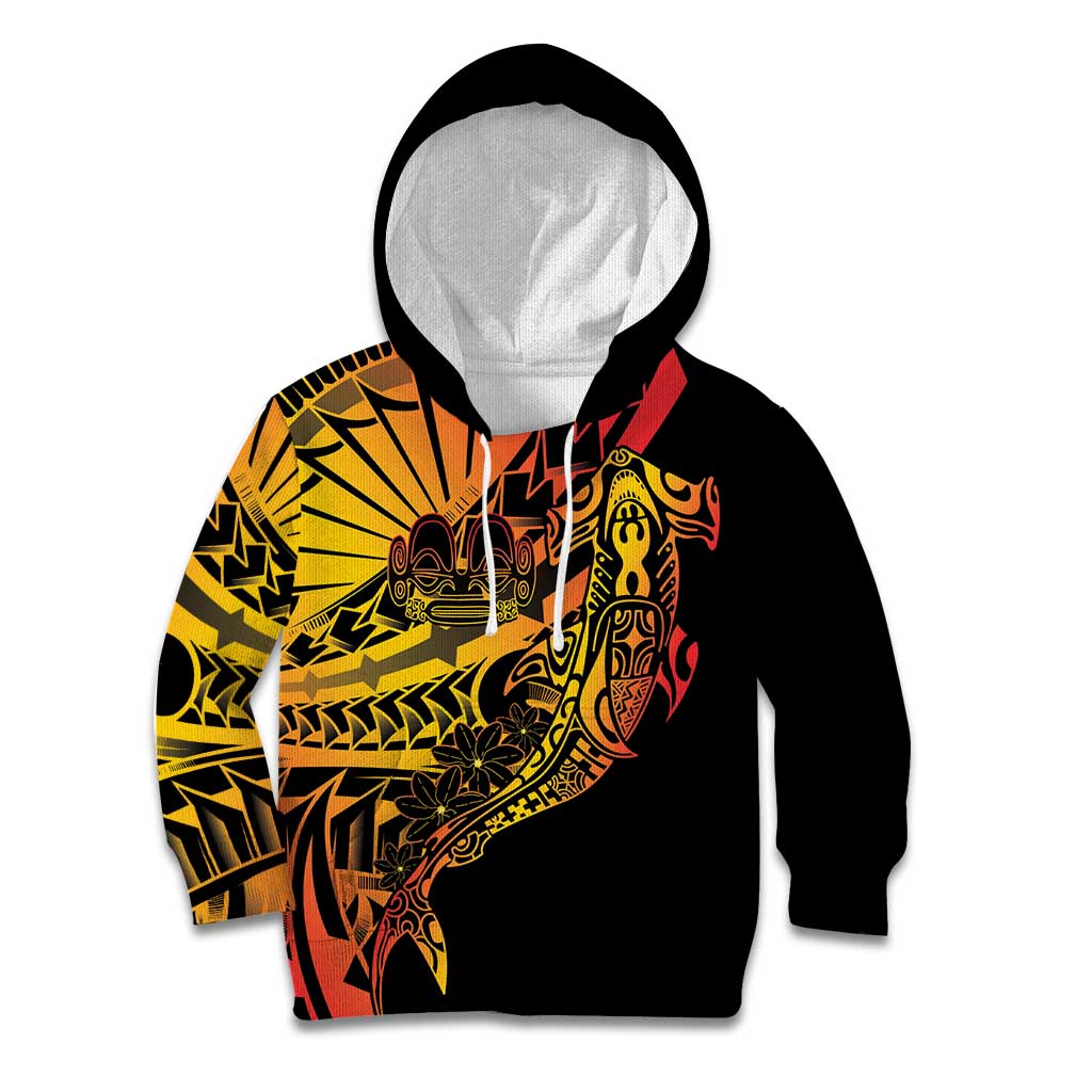 Gradient Marquesas Islands Kid Hoodie Marquesan Matatiki Hammerhead Shark Patutiki LT14 Hoodie Yellow - Polynesian Pride