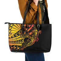 Gradient Marquesas Islands Leather Tote Bag Marquesan Matatiki Hammerhead Shark Patutiki LT14 - Polynesian Pride
