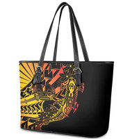 Gradient Marquesas Islands Leather Tote Bag Marquesan Matatiki Hammerhead Shark Patutiki LT14 - Polynesian Pride