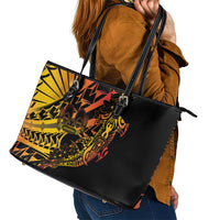 Gradient Marquesas Islands Leather Tote Bag Marquesan Matatiki Hammerhead Shark Patutiki LT14 - Polynesian Pride