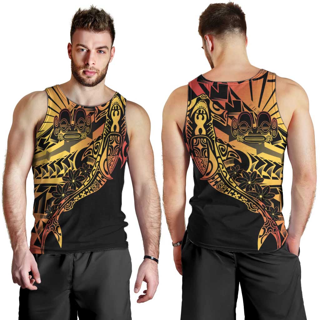 Gradient Marquesas Islands Men Tank Top Marquesan Matatiki Hammerhead Shark Patutiki LT14 - Polynesian Pride