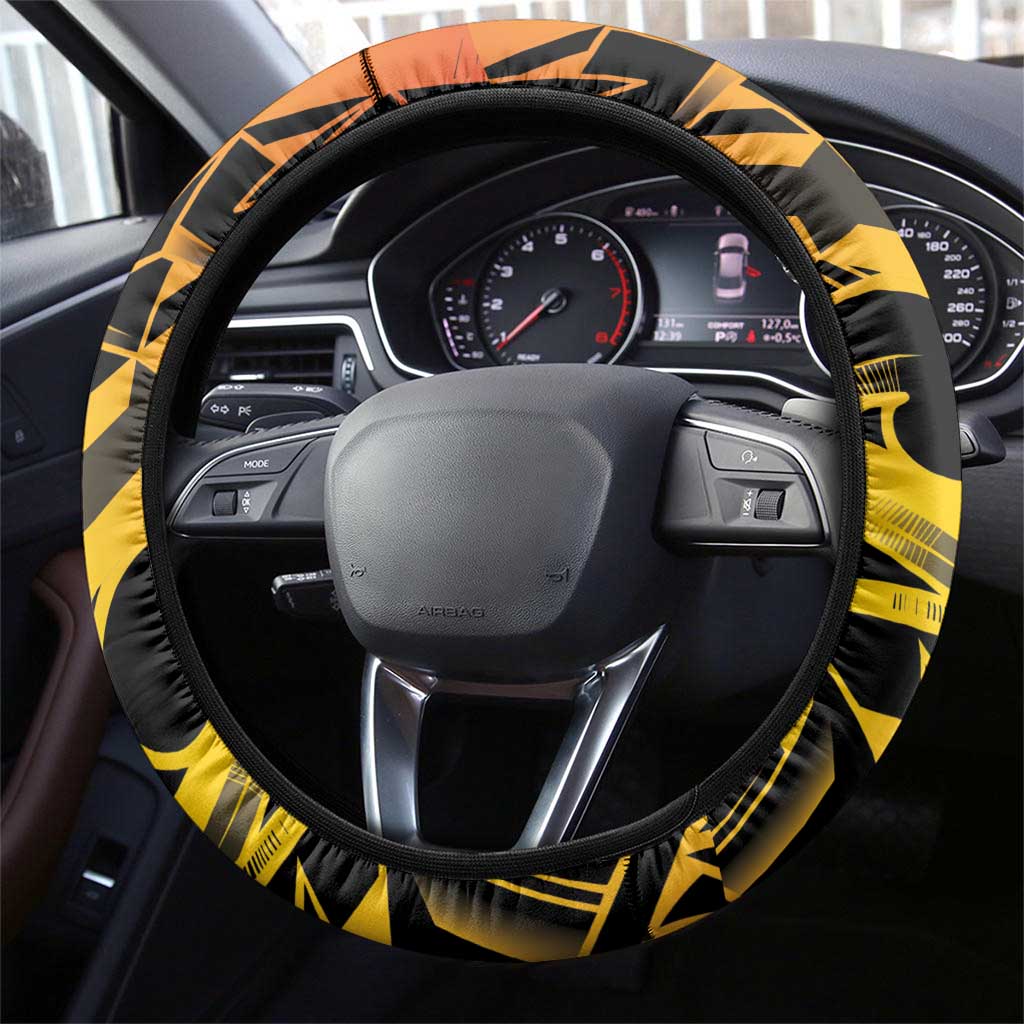 Gradient Marquesas Islands Steering Wheel Cover Marquesan Matatiki Hammerhead Shark Patutiki LT14 - Polynesian Pride