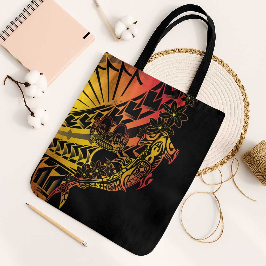Gradient Marquesas Islands Tote Bag Marquesan Matatiki Hammerhead Shark Patutiki - Polynesian Pride
