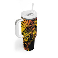 Gradient Marquesas Islands Tumbler With Handle Marquesan Matatiki Hammerhead Shark Patutiki LT14 - Polynesian Pride