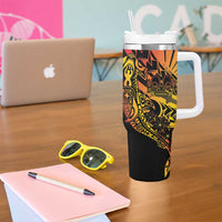 Gradient Marquesas Islands Tumbler With Handle Marquesan Matatiki Hammerhead Shark Patutiki LT14 - Polynesian Pride