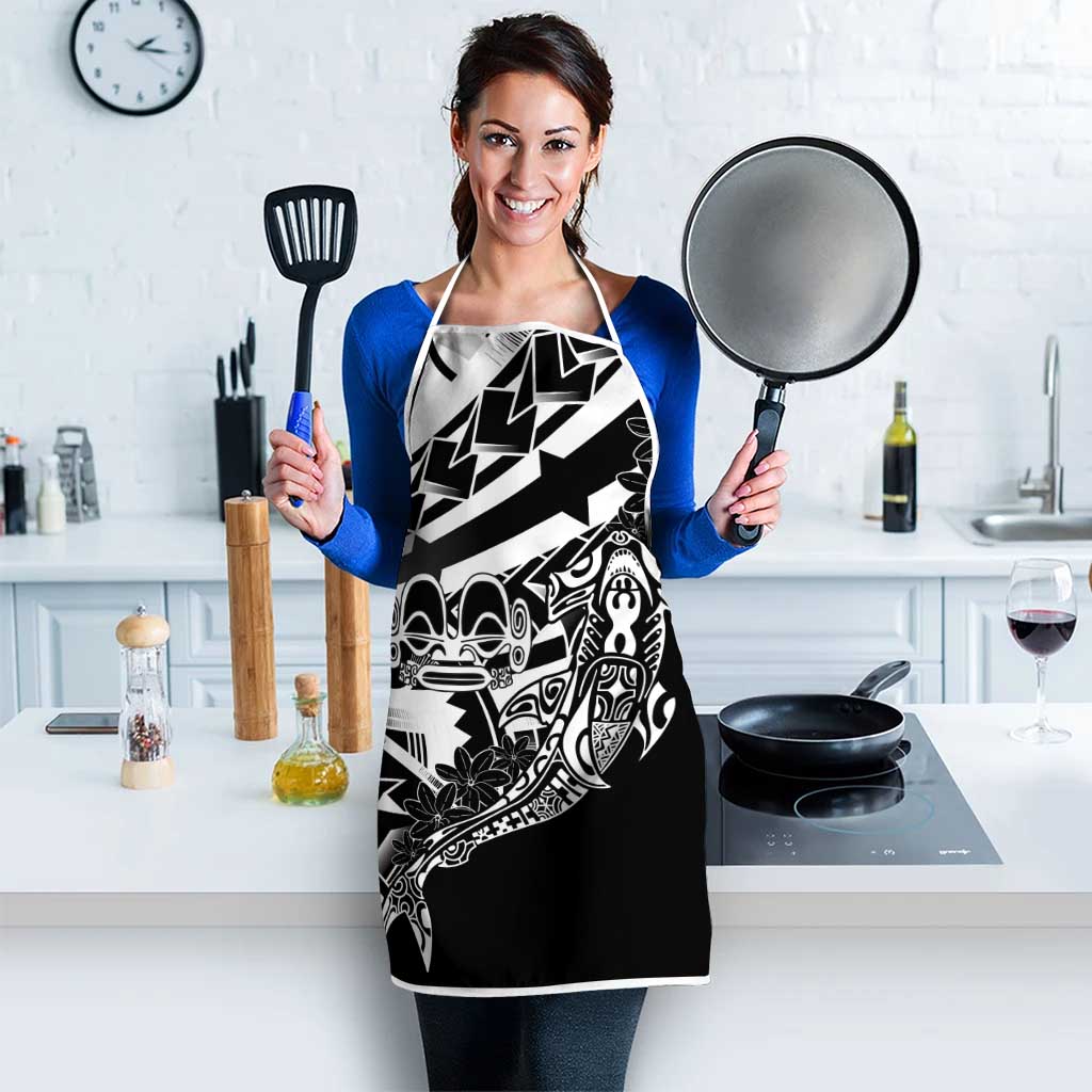 Black White Marquesas Islands Apron Marquesan Matatiki Hammerhead Shark Patutiki LT14 - Polynesian Pride