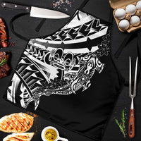 Black White Marquesas Islands Apron Marquesan Matatiki Hammerhead Shark Patutiki LT14 Black - Polynesian Pride