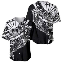 Black White Marquesas Islands Baseball Jersey Marquesan Matatiki Hammerhead Shark Patutiki - Polynesian Pride