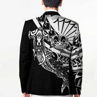 Black White Marquesas Islands Blazer Marquesan Matatiki Hammerhead Shark Patutiki LT14 - Polynesian Pride