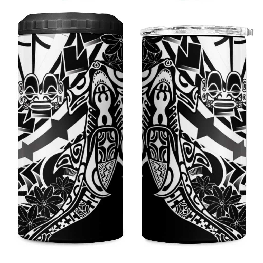 Black White Marquesas Islands 4 in 1 Can Cooler Tumbler Marquesan Matatiki Hammerhead Shark Patutiki LT14 One Size: 16 oz Black - Polynesian Pride