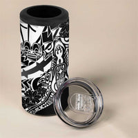 Black White Marquesas Islands 4 in 1 Can Cooler Tumbler Marquesan Matatiki Hammerhead Shark Patutiki LT14 - Polynesian Pride