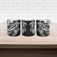 Black White Marquesas Islands Ceramic Mug Marquesan Matatiki Hammerhead Shark Patutiki LT14 - Polynesian Pride