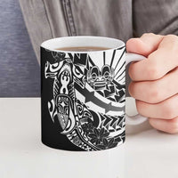 Black White Marquesas Islands Ceramic Mug Marquesan Matatiki Hammerhead Shark Patutiki LT14 - Polynesian Pride