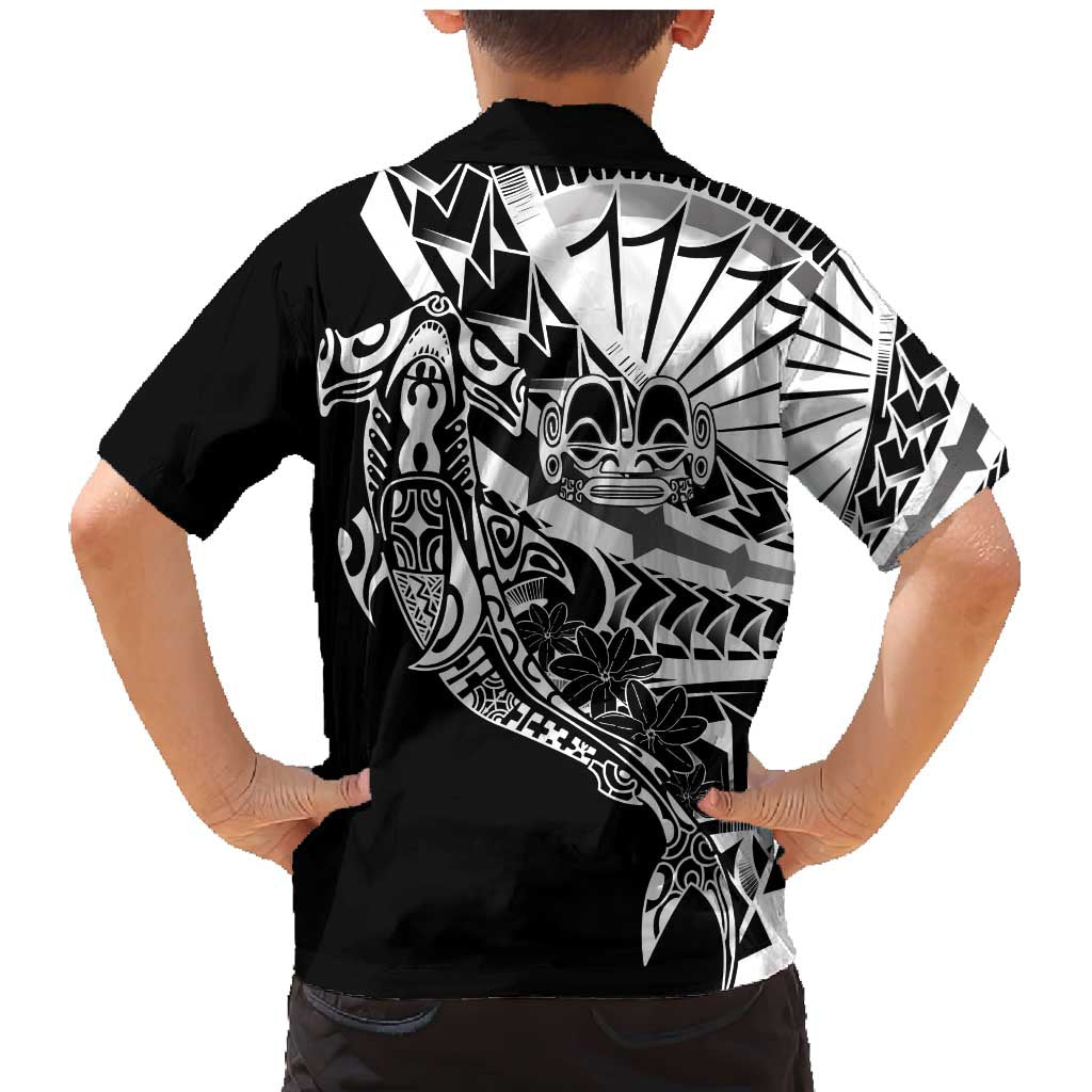 Black White Marquesas Islands Family Matching Mermaid Dress and Hawaiian Shirt Marquesan Matatiki Hammerhead Shark Patutiki LT14 - Polynesian Pride