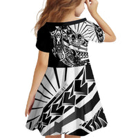 Black White Marquesas Islands Family Matching Summer Maxi Dress and Hawaiian Shirt Marquesan Matatiki Hammerhead Shark Patutiki LT14 - Polynesian Pride