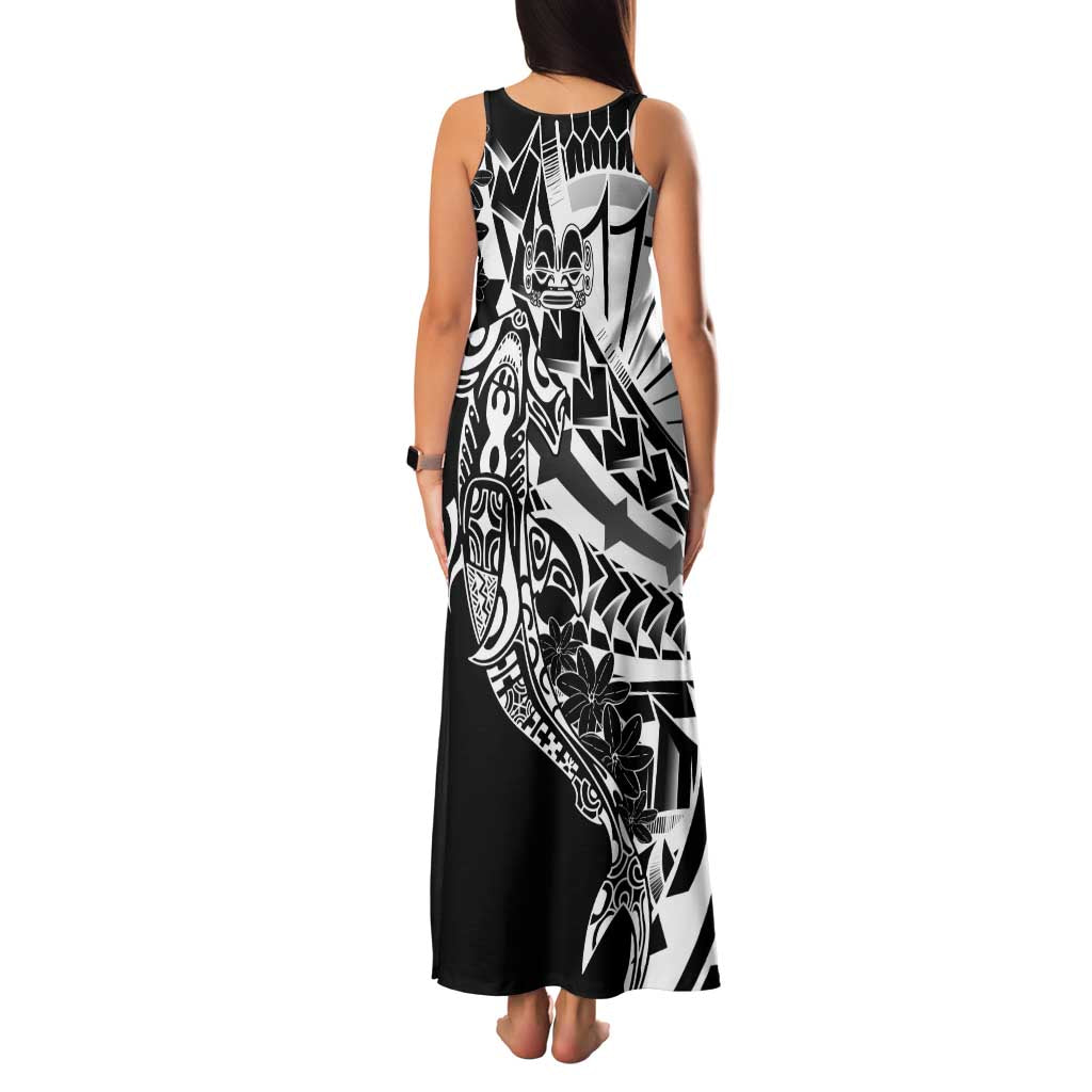 Black White Marquesas Islands Family Matching Tank Maxi Dress and Hawaiian Shirt Marquesan Matatiki Hammerhead Shark Patutiki LT14 - Polynesian Pride