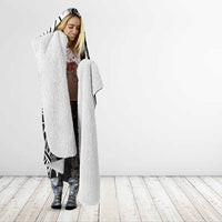 Black White Marquesas Islands Hooded Blanket Marquesan Matatiki Hammerhead Shark Patutiki - Polynesian Pride